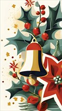 Abstract mix of traditional Christmas symbols arranged in a vibrant modern style, AI generated