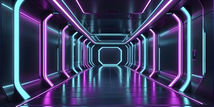 3d rendering of architecture visualization of a futuristic passageway, AI generated