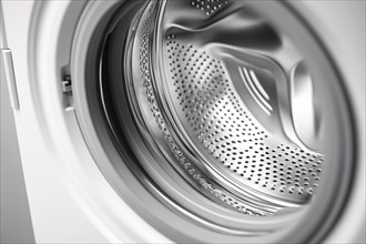 Close up of empty white washing machine. Generative Ai, AI generated