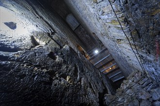 Wheel room of the Unverhofft Segen Gottes Erbstolln in Oberschöna, where there is a 13 metre high