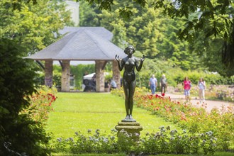 The rose garden is a landscaped garden on the banks of the Neustadt Elbe in Dresden. The rose