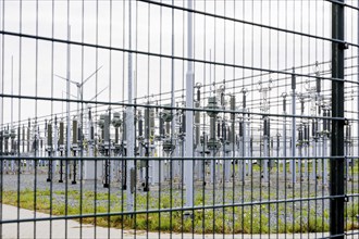 Tennet transformer station for energy transport in Eemshaven, 17/05/2024. Wind power to electricity