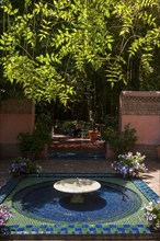 Fountain in Majorelle Garden, Orient, tourism, travel, city trip, botany, park, parkland,