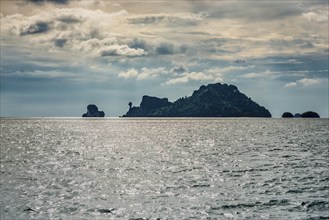 Island landscape with dramatic thunderstorm sky, thunderstorm, storm, stormy, cloudy, gloomy,