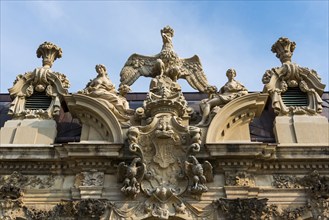 Facade with sculptures in the Zwinger, architecture, attraction, famous, historic, history,