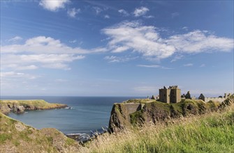 Dunnottar Castle is a ruined castle in Aberdeenshire, Scotland, photographed in September, United