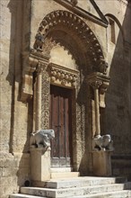 Portal of the Cathedral of the Madonna della Bruna and Sant'Eustachio, Matera, Basilicata, Italy,