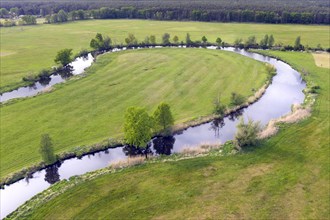 Aerial photo, natural course of the Spree, Mönchwinkel, 16 05 2023