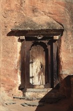 Old wooden door, Abraha Atsbeha rock church, Abreha wa Atsbeha monastery, Ethiopia, Africa