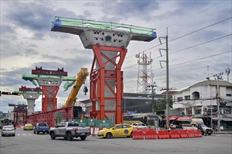 Road construction site Concrete pillar