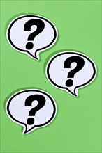 Question mark as a symbol for question Questions Help Problem Information Support in speech bubbles