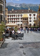 Golden Roof, late Gothic oriel at the New Court, Innsbruck Old Town, Innsbruck, Tyrol, Austria,