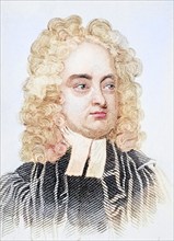 Johnathon Swift pseudonym Isaac Bickerstaff, 1667-1745, Anglo-Irish writer, illustration from Old