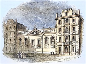 Old St Paul's School London England in front of the Great Fire Of Old England's Worthies published