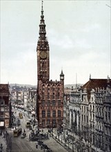 Langenmarkt with town hall and stock exchange, Gdansk, Gdansk, today Poland, 1890, Historical,