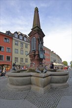 Imperial fountain, fountain with sculptures, market place, Constance, Obersee, Lake Constance, Lake