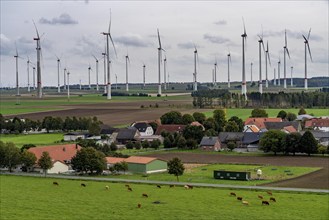 Wind farm, at the village of Elisenhof, belongs to Bad Wünnenberg, Paderborn district, OWL, North