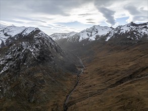 Niedertal, Alpine panorama, aerial view, mountains in Ötztal, Ötztal Alps, Tyrol, Austria, Europe