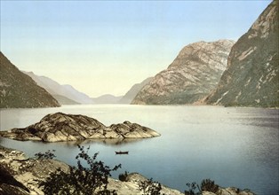 Sorfjord from Odde, Odda, Hardangerfjord, Norway, View from 1885, Historical, digitally restored