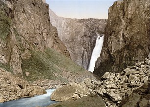 Vorinfos, Voringsfoss, Hardanger Fjord, Norway, View from 1885, Historical, digitally restored