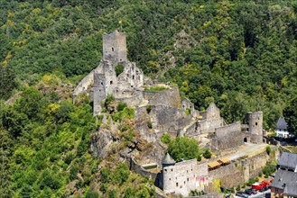 Manderscheid castles, Oberburg and Niederburg, Manderscheid, Eifel, Rhineland-Palatinate. Germany