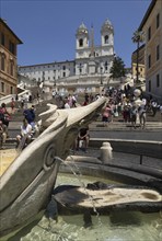 Spanish Steps and the church Santissima Trinita dei Monti, Santa Trinita dei Monti or Santissima