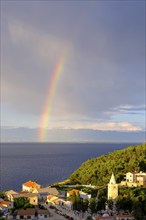 Rainbow in Sveti Martin Bay, Mali Losinj, Losinj Island, Kvarner Gulf Bay, Croatia, Europe