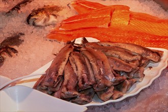 Close-up of a fish counter