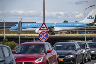 Amsterdam Schiphol Airport, KLM Cityhopper Jet Jet, on the taxiway, to the Polderbaan runway,