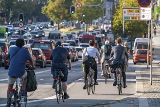 Cyclists on cycle paths, on H.C. Andersens Boulevard, the city centre of Copenhagen, is considered