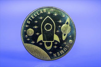 Stellar, XLM, cryptocurrency, symbol coin, optical placeholder for the digital currency,