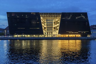 The Danish Royal Library, new building, the so-called Black Diamond, at the harbour, Copenhagen,