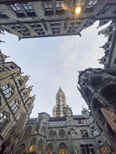 Munich City Hall, inner courtyard, view from the frog's perspective, Munich, Bavaria, Germany,