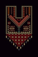 Embroidery vector Tatreez template, Palestinian fashion neck ornament