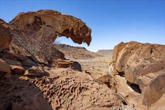 Lion's Mouth rock formation, Twyfelfontein, desert landscape, Kunene, Namibia, Africa