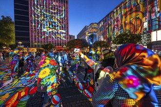 Essen Light Festival, in the city centre, light art on Kennedyplatz, the Berlin artist Daniel