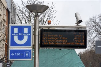 Signage for an underground railway station in Düsseldorf, Königsallee, display board for light rail