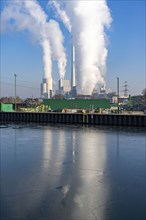 The STEAG combined heat and power plant in Herne-Baukau, hard coal-fired power plant, in front the