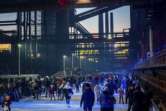 Ice rink at the Zollverein coking plant, Zollverein World Heritage Site, Essen, Germany, Europe