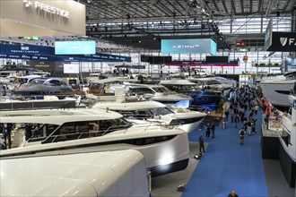 Large yachts, luxury yachts, in Hall 6 of BOOT 2024, the world's largest yacht and water sports