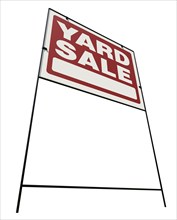 Right facing yard sale lawn sign isolated on a white background