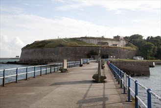 Perimeter defensive walls to Nothe Fort built in 1872 Weymouth, Dorset, England, UK