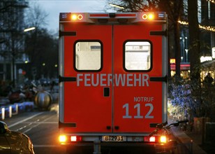 Berlin fire brigade ambulance in action, 21.12.2020