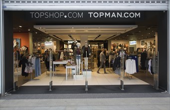 Topshop and Topman shop in central business district of Swindon, England, United Kingdom, Europe