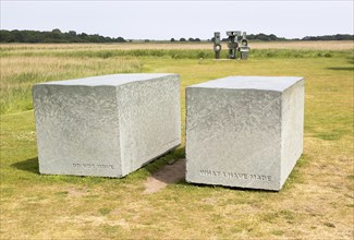 'Fragments of Ezra Pound' sculpture by Alexander Polzin 2016, Snape Maltings, Suffolk, England, UK