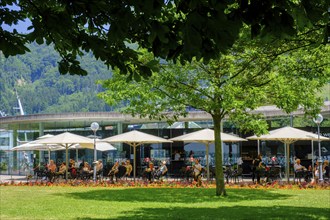 Café die Welle, lakeside promenade on Lake Constance, Bregenz, Vorarlberg, Austria, Europe