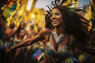 Captivating image capturing the essence of the Rio Carnival, showcasing a dancer adorned in an