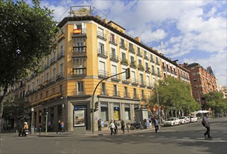 Historic apartment housing in Malasana, Madrid city centre, Spain, Europe