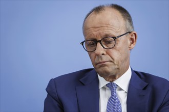 Friedrich Merz, CDU party chairman, at the Federal Press Conference on the consequences of Solingen