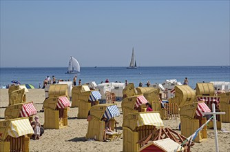 Europe, Germany, Schleswig Holstein, Baltic Sea, Lübeck-Travemünde, beach, beach chairs, Hamburg,